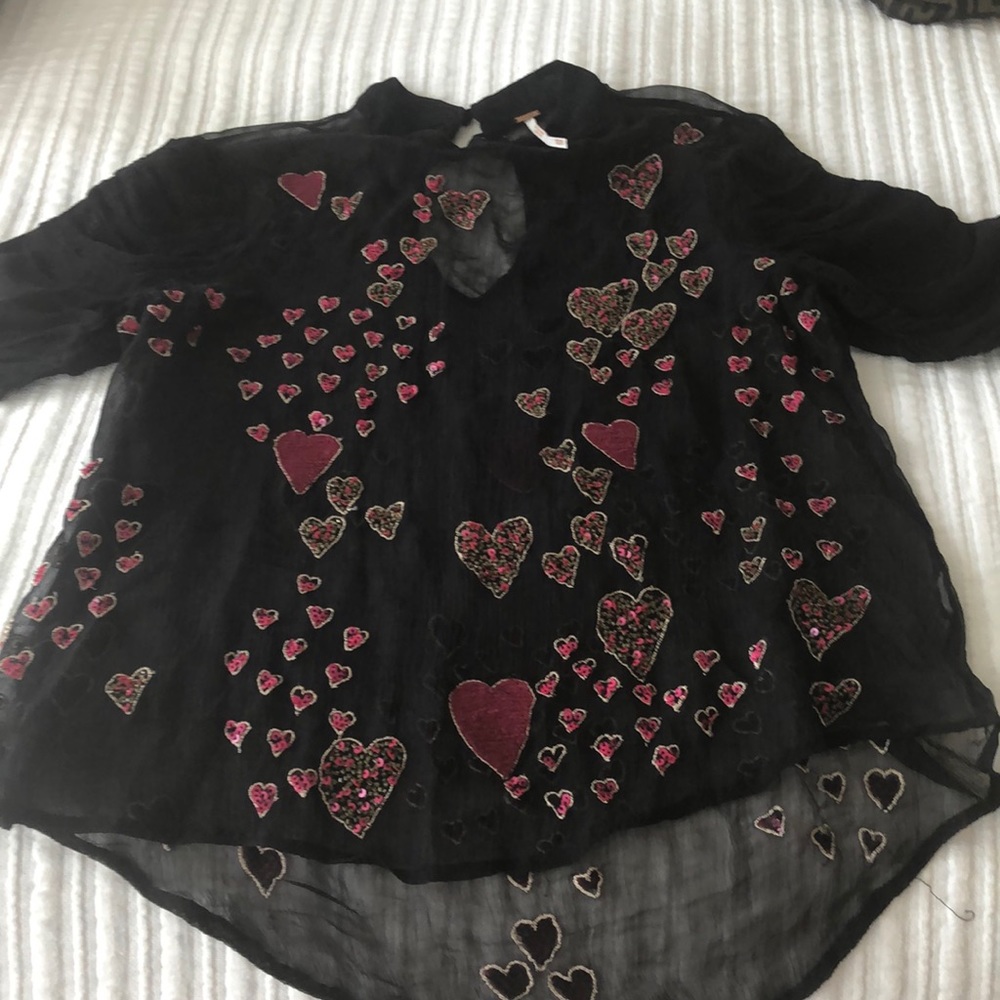 Free People Sheer Sequence Blouse Size XS